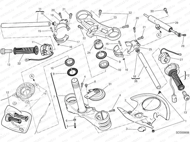 HALF-HANDLEBAR - STEERING DAMPER [MOD:959,959 AWS]