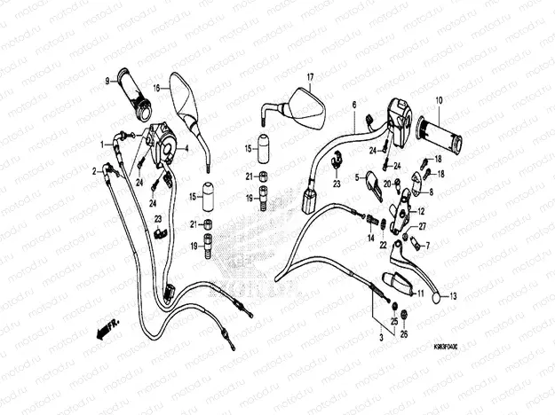 HANDLE LEVER, SWITCH, CABLE & MIRROR