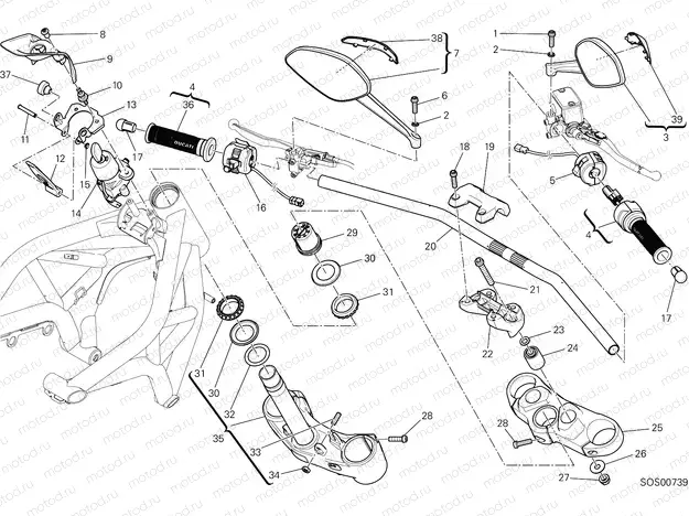 HANDLEBAR AND CONTROLS [MOD:M821 STR]