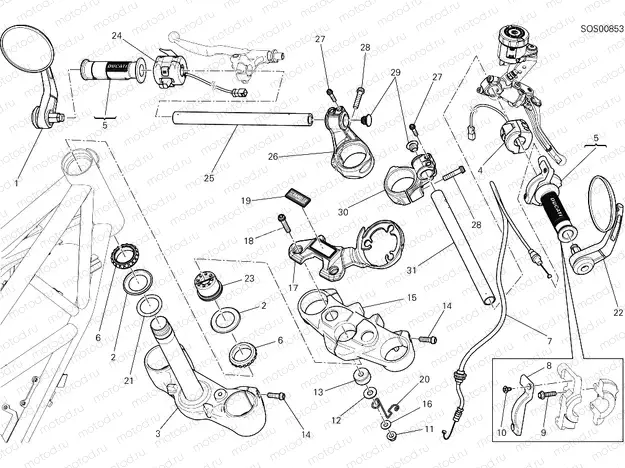 HANDLEBAR AND CONTROLS [MOD:SCR800CR]