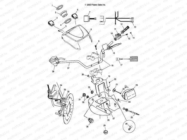 HANDLEBAR AND HEADLIGHT POD - A04CH42AQ/AR/AS/AT/AV (4987258725C01) | HANDLEBAR AND HEADLIGHT POD - A04CH42AQ/AR/AS/AT/AV (4987258725C01)