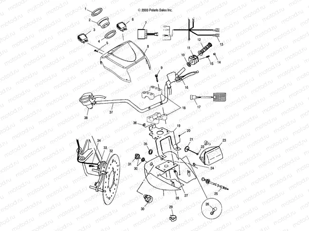 HANDLEBAR AND HEADLIGHT POD - A04CH50AO/AQ/AR/AS/AT/AV/AW/AX (4987288728C01) | HANDLEBAR AND HEADLIGHT POD - A04CH50AO/AQ/AR/AS/AT/AV/AW/AX (4987288728C01)