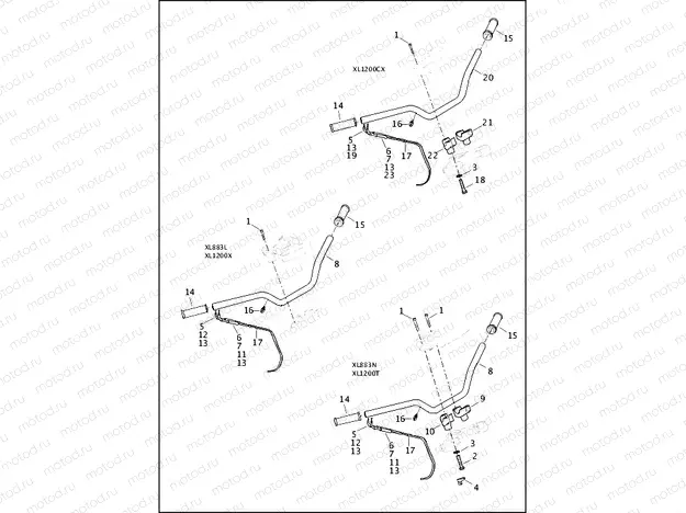HANDLEBAR AND THROTTLE CONTROL - XL883L, XL883N, XL1200CX, XL1200T, XL1200X