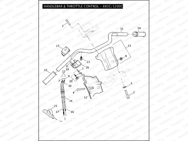 HANDLEBAR & THROTTLE CONTROL - 883C/1200C