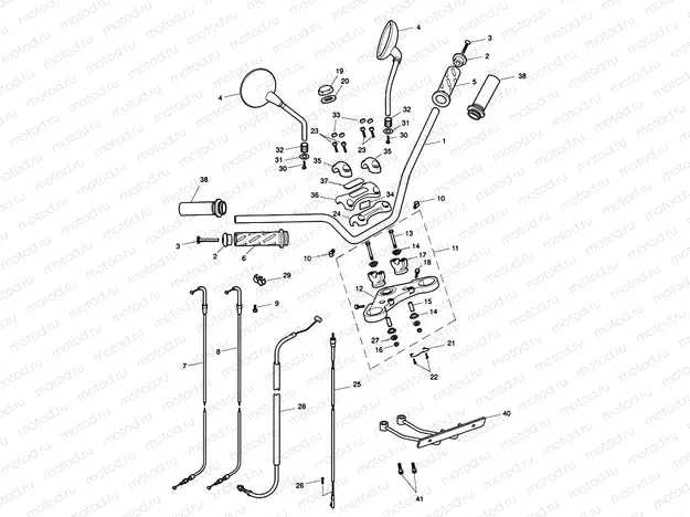 Handlebars, Top Yoke, Cables & M
