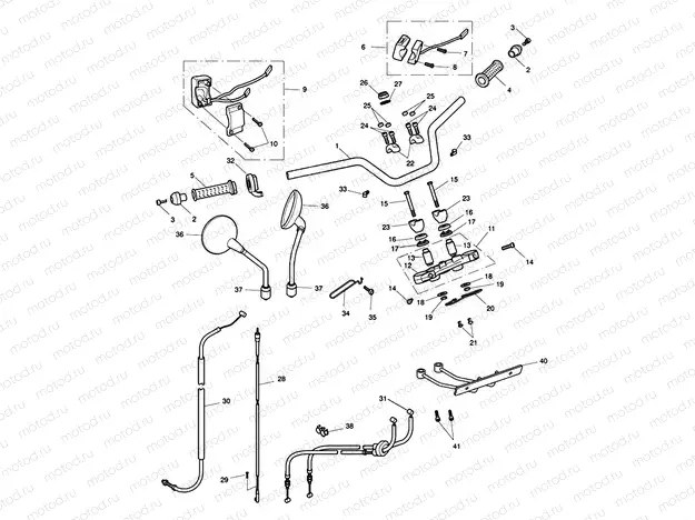 Handlebars, Top Yoke, Cables & M