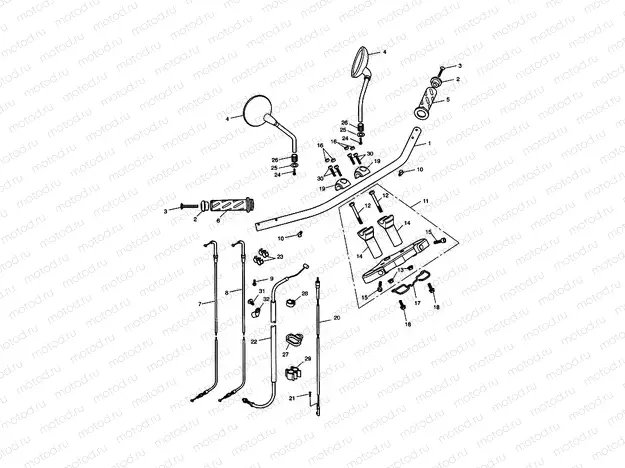 Handlebars, Top Yoke & Mirrors