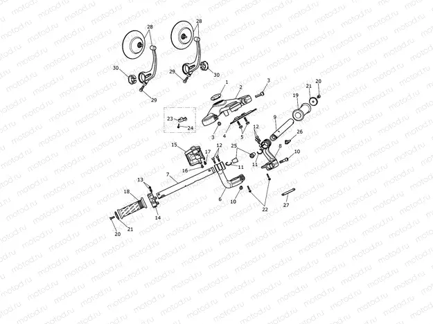 Handlebars, Top Yoke & Mirrors