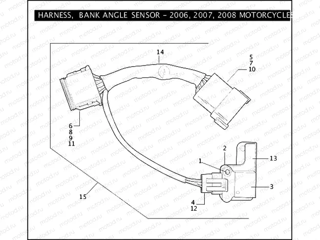 HARNESS, BANK ANGLE SENSOR FOR 2006, 2007 & 2008 MOTORCYCLES