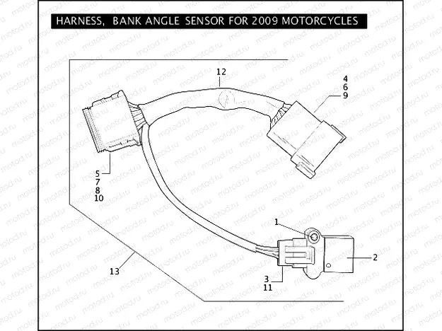 HARNESS, BANK ANGLE SENSOR FOR 2009 MOTORCYCLES