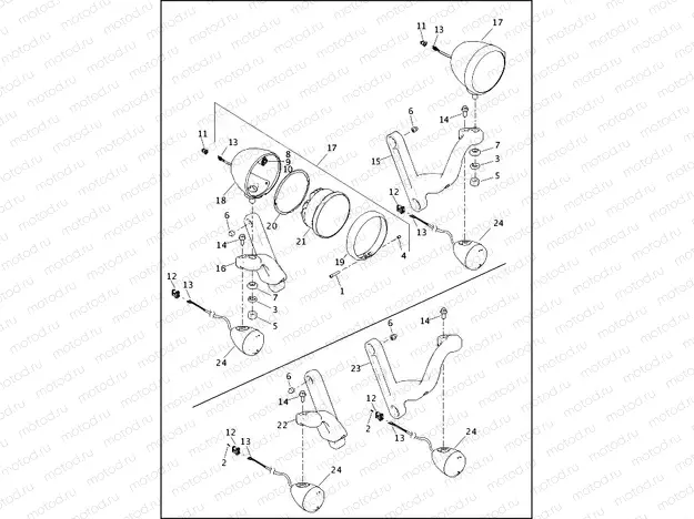 HEADLAMPS AND TURN SIGNALS, FRONT - HDI, JAPAN - FLHTCUTG