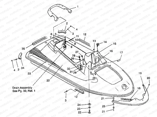 HULL and BODY ASSEMBLY SL 750 B944070 (4927012701001A) | HULL and BODY ASSEMBLY SL 750 B944070 (4927012701001A)