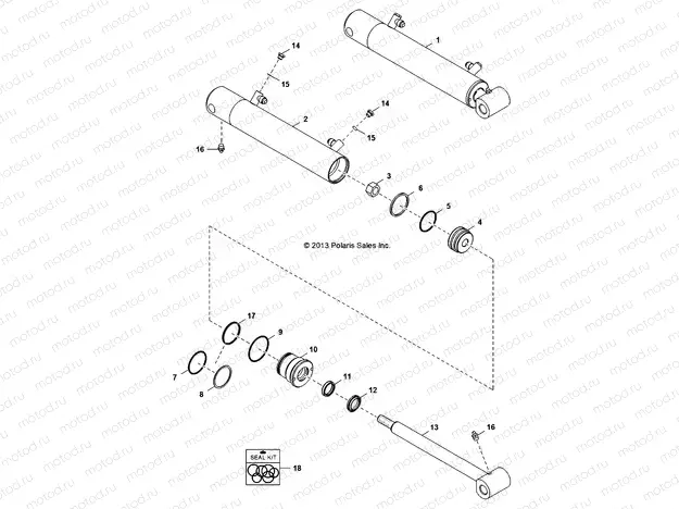 HYDRAULICS | HYDRAULICS, TILT CYLINDER - D131D9JDJ/1L9JDJ/2M9JDJ (49BRUTUSCYLTILT13)