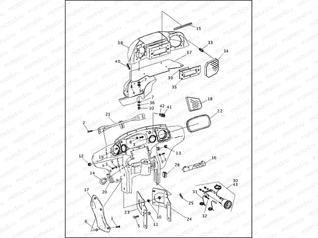 INNER FAIRING, RADIO, CADDY & GAUGES