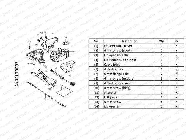 L70-20-03 KIT,LID OPENER