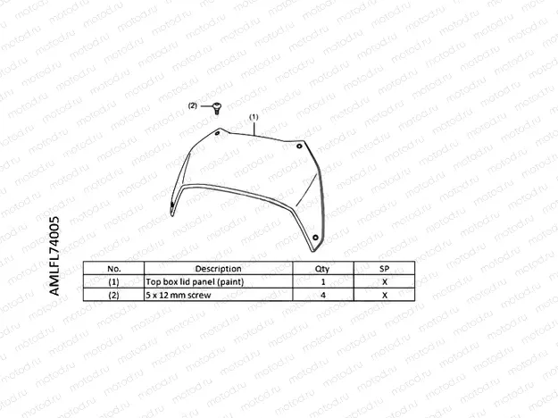 L74-22-05 PANEL TOP BOX NHB53P PEARL GLARE WHITE