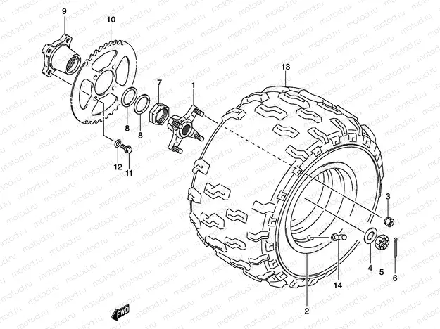 LEFT REAR WHEEL (MODEL K3/K4)