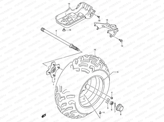 LEFT REAR WHEEL (MODEL K4/K5)