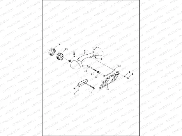 LICENSE PLATE BRACKET AND TURN SIGNAL, REAR (HDI)