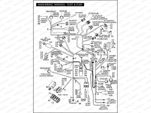 MAIN WIRING HARNESS, FLHT & FLHX (3 OF 3)