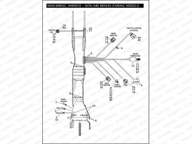 MAIN WIRING HARNESS - NON-ABS BRAKES (FAIRING MODELS) (2 OF 5)