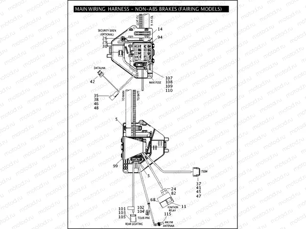 MAIN WIRING HARNESS - NON-ABS BRAKES (FAIRING MODELS) (4 OF 5)