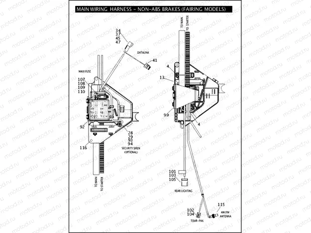 MAIN WIRING HARNESS - NON-ABS BRAKES (FAIRING MODELS) (4 OF 5)