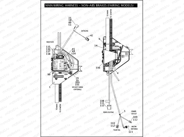 MAIN WIRING HARNESS - NON-ABS BRAKES (FAIRING MODELS) (4 OF 5)