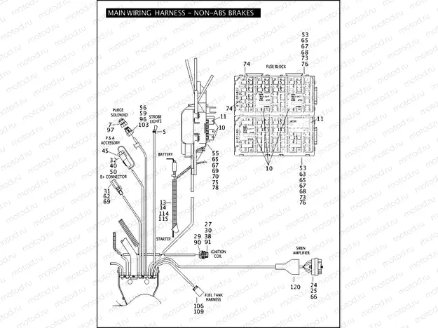 MAIN WIRING HARNESS - NON-ABS BRAKES - FLHTP (3 OF 5)