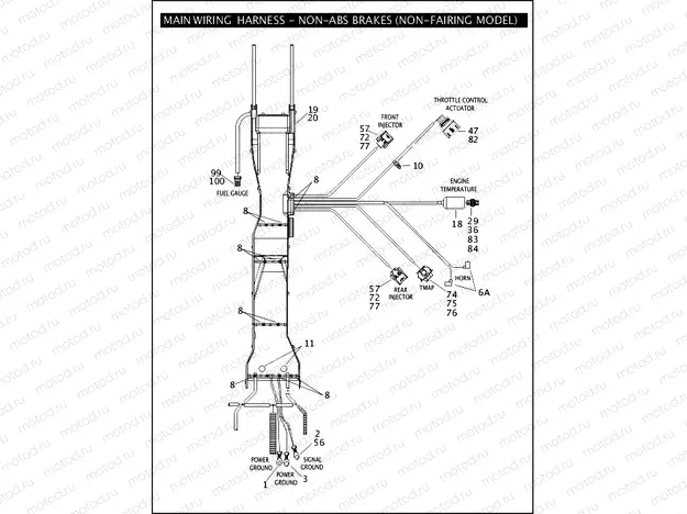 MAIN WIRING HARNESS - NON-ABS BRAKES (NON-FAIRING MODELS) (2 OF 5)