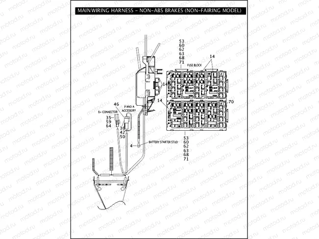 MAIN WIRING HARNESS - NON-ABS BRAKES (NON-FAIRING MODELS) (3 OF 5)