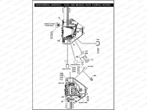 MAIN WIRING HARNESS - NON-ABS BRAKES (NON-FAIRING MODELS) (4 OF 5)
