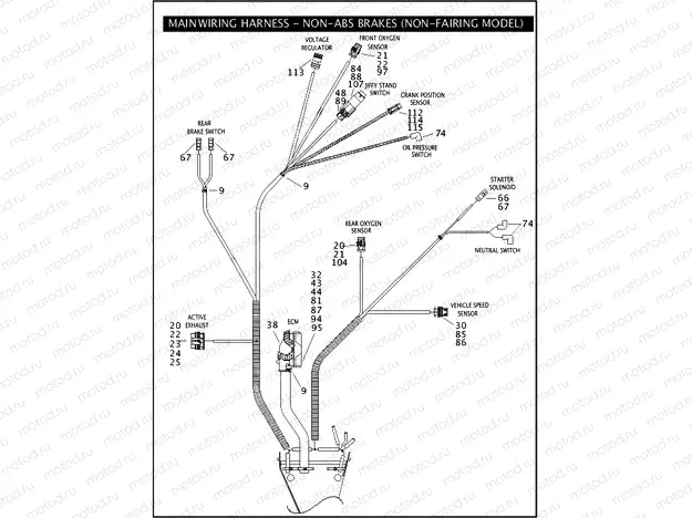 MAIN WIRING HARNESS - NON-ABS BRAKES (NON-FAIRING MODELS) (5 OF 5)