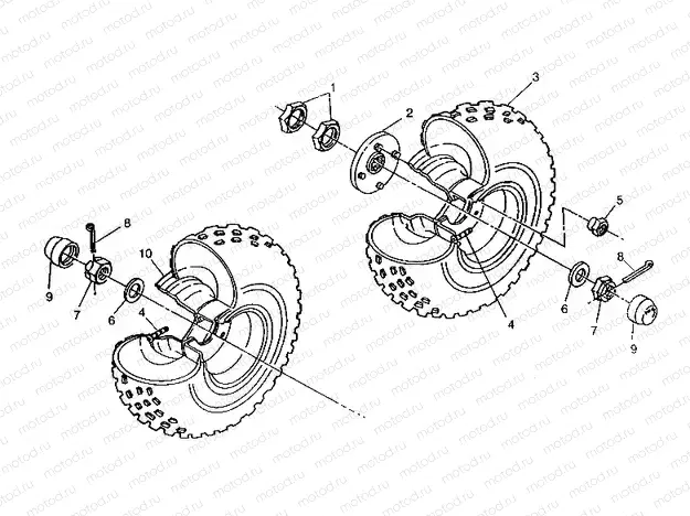 MIDDLE WHEEL ASSEMBLY 6x6 400L | MIDDLE WHEEL ASSEMBLY 6x6 400L, SWEDISH S948740 and  NORWEGIAN N948740 (4926812681028A)
