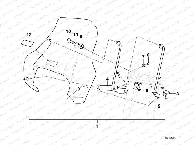 Mounting parts set f windshield