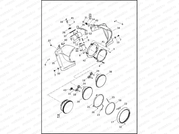 NACELLE AND HEADLAMP - FLHR AND FLHRXS (1 OF 2)