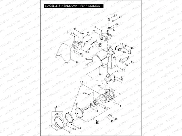 NACELLE & HEADLAMP - FLHR MODELS (2 OF 2)