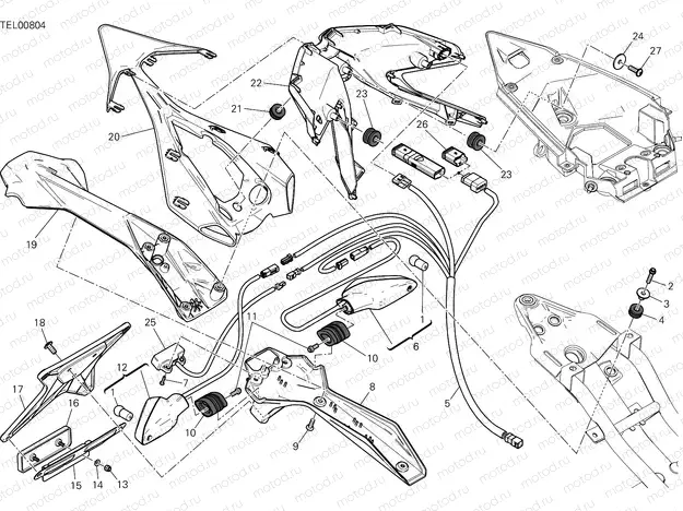 NUMBER PLATE HOLDER - TAIL LIGHT [MOD:899 ABS,899 AWS;XST:EUR,FRA,JAP,TWN]