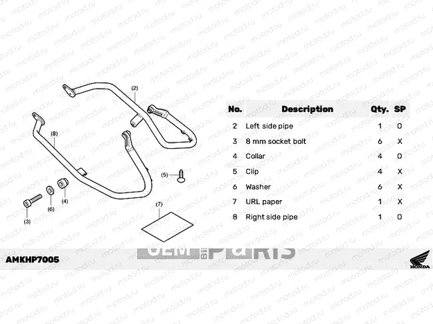 P70-21-05 KIT,SIDE PIPE
