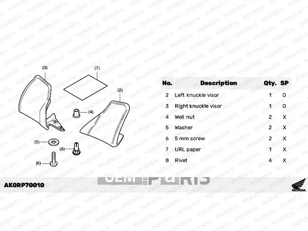 P70-23-00 KIT,KNUCKLE VISOR