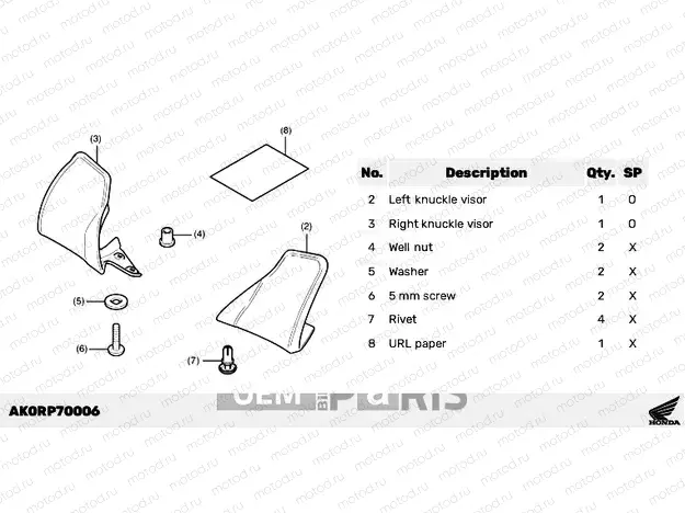 P70-23-Y0 KIT,KNUCKLE VISOR