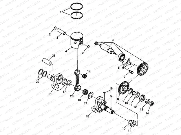 PISTON and CRANKSHAFT XPLORER 400L W98CC38C (4945414541C012) | PISTON and CRANKSHAFT XPLORER 400L W98CC38C (4945414541C012)
