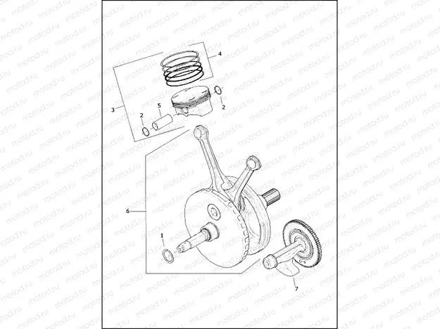 PISTONS AND FLYWHEEL ASSEMBLY - Milwaukee-EightÂ® 114 engine