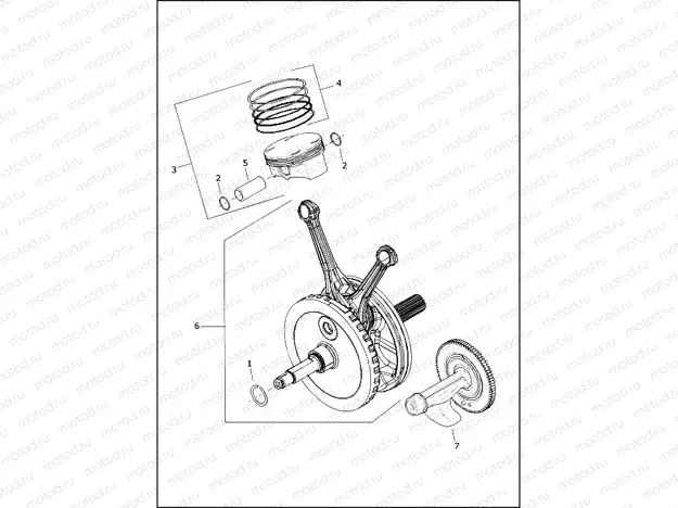 PISTONS AND FLYWHEEL ASSEMBLY - Milwaukee-EightÂ® 117 engine
