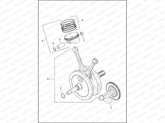 PISTONS AND FLYWHEEL ASSEMBLY - Milwaukee-Eight 117Â® engine