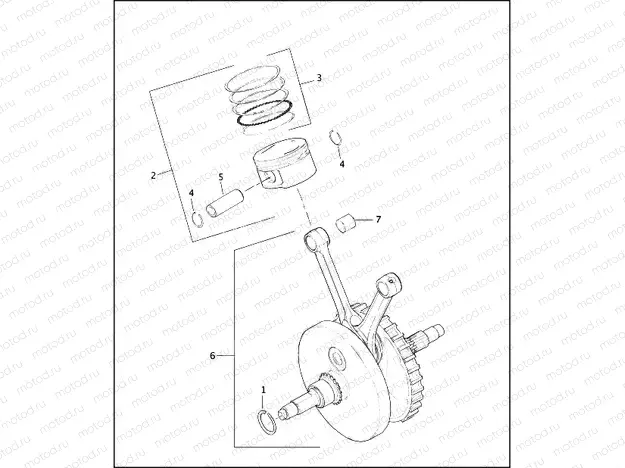 PISTONS AND FLYWHEEL ASSEMBLY - Twin Cam 88Bâ¢