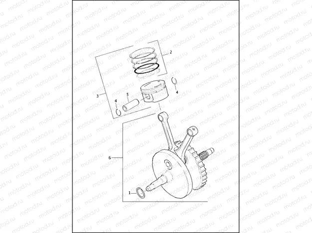 PISTONS & FLYWHEEL ASSEMBLY - TWIN CAM 103â¢