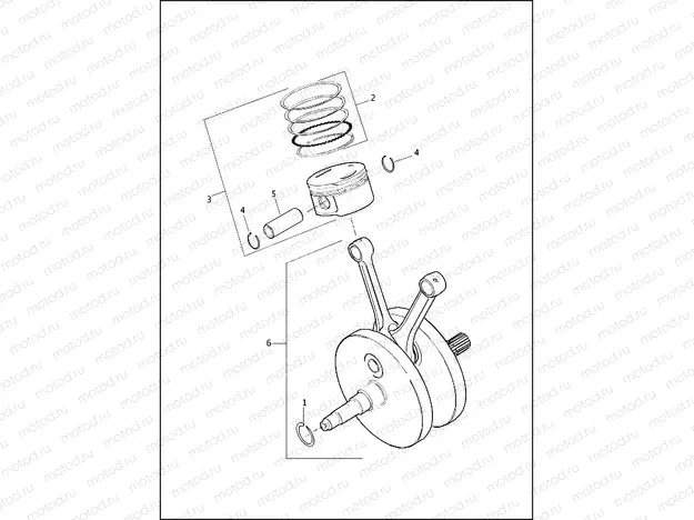 PISTONS & FLYWHEEL ASSEMBLY - TWIN CAM 103â¢