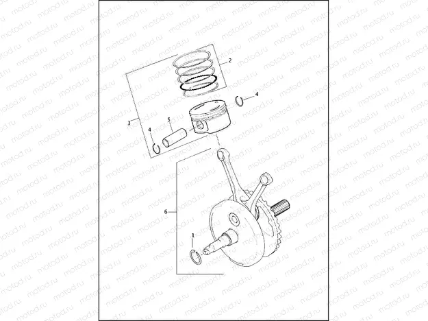 PISTONS & FLYWHEEL ASSEMBLY - TWIN CAM 103â¢
