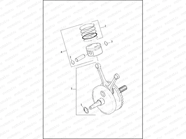 PISTONS & FLYWHEEL ASSEMBLY - TWIN CAM 110â¢